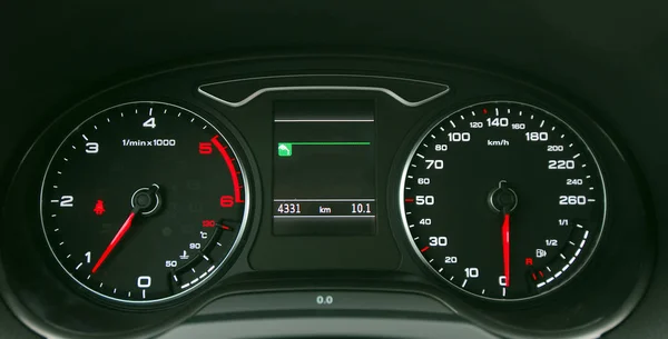 Modern Car Illuminated Dashboard Closeup — Stock Photo, Image