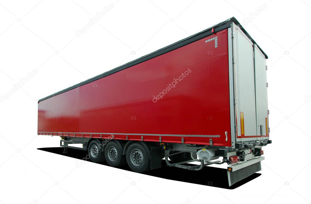 red truck semi trailer