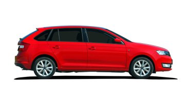 beyaz bir arka plan üzerinde binek otomobil