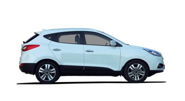 Beyaz bir arka plan üzerinde SUV