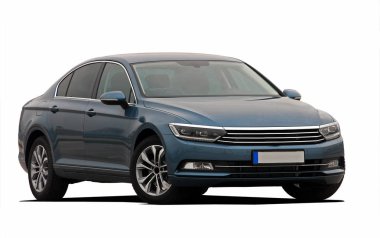 Beyaz arkaplanda mavi araba