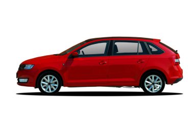 Beyaz arkaplanda kırmızı araba