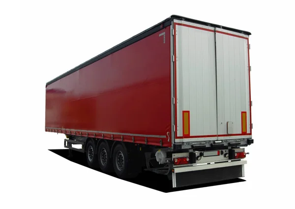Rode Vrachtwagen Opleggers — Stockfoto