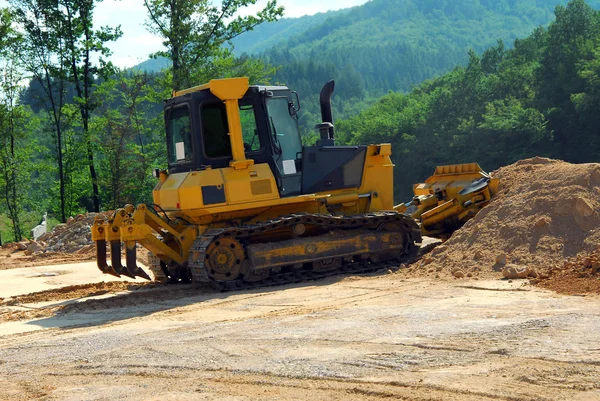 Tunga Bulldozer Arbete — Stockfoto