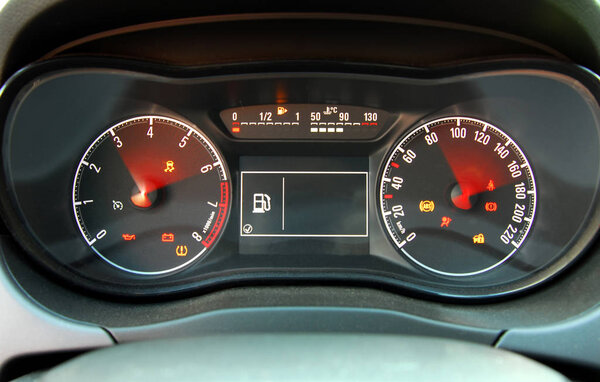 illuminated instrument panel with the passenger car