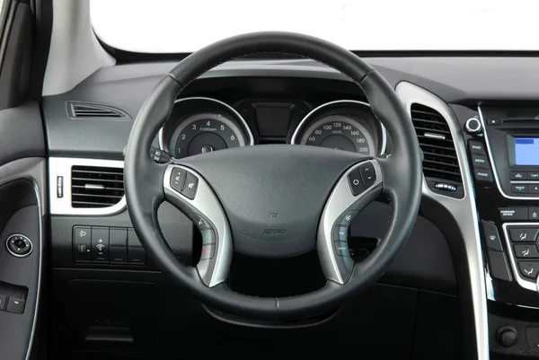 Steering Wheel New Modern Car — Stock Photo, Image