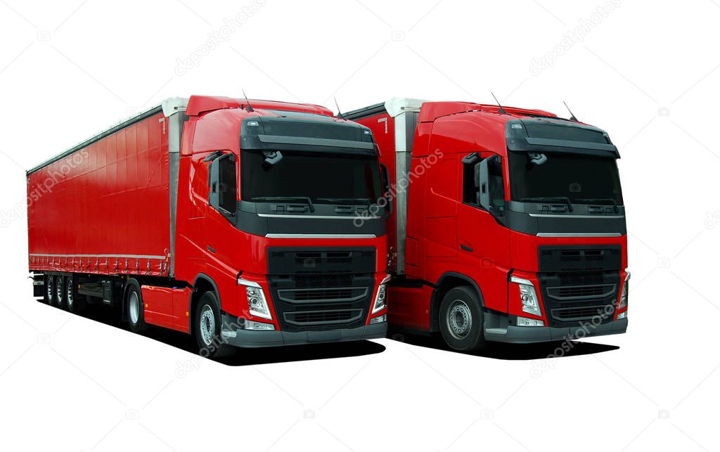 two truck with semi trailers