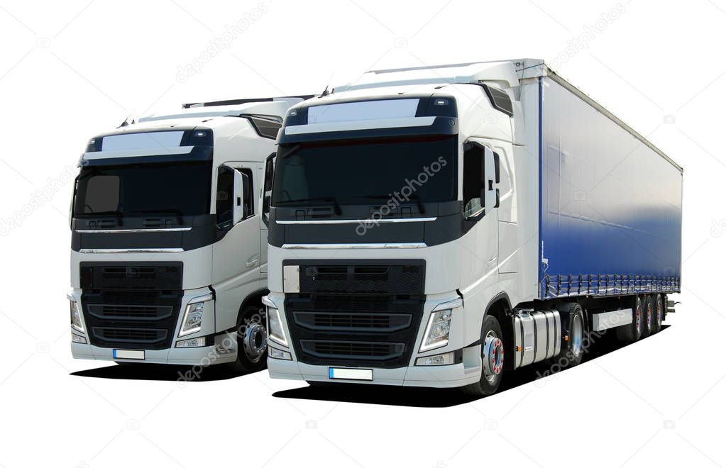 two truck with semi trailers