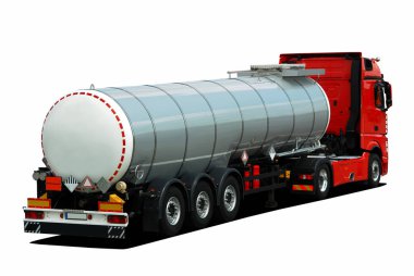 Benzin beyaz bir arka plan üzerinde kamyon tankı