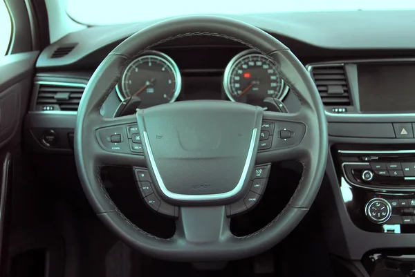 Steering Wheel New Modern Car — Stock Photo, Image