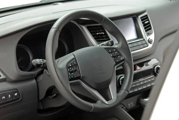 Steering Wheel New Modern Car — Stock Photo, Image