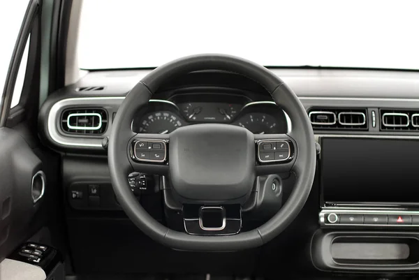 Steering Wheel New Modern Car — Stock Photo, Image