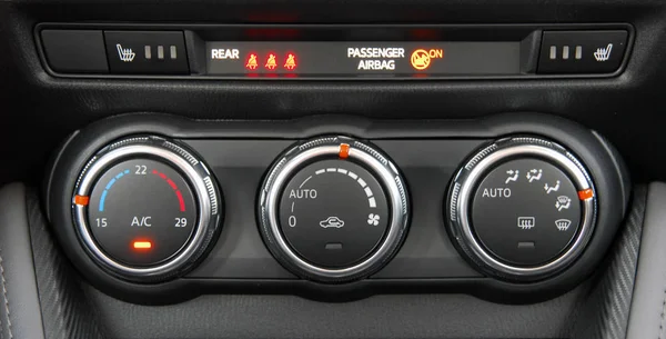 Handmatig Schakelt Airconditioning Het Dashboard Van Auto — Stockfoto