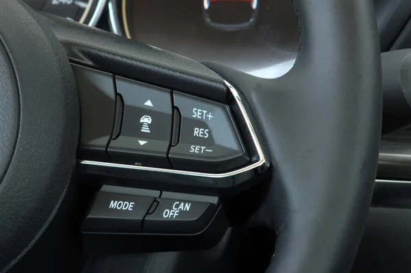 Cruise Control Stick Die Gelegen Het Stuurwiel — Stockfoto