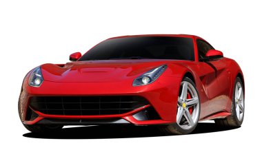 beyaz zemin üzerine kırmızı spor araba