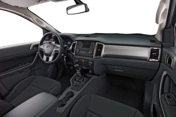 studio shot of the modern suv interior, front view