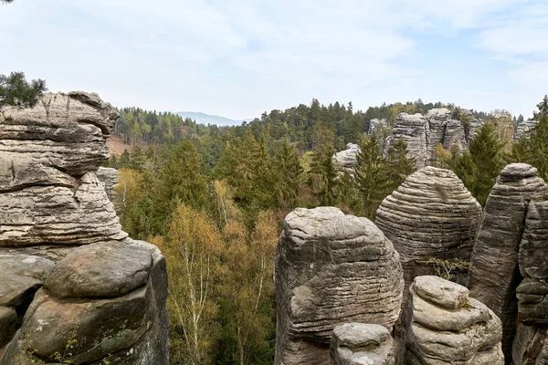 Les Rochers Grès Appelé Prachovske Skaly Rochers Prachov Dans Parc — Photo