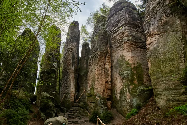 Zandstenen Rotsen Genaamd Prachovske Skaly Prachov Rotsen Nationaalpark Cesky Raj — Stockfoto