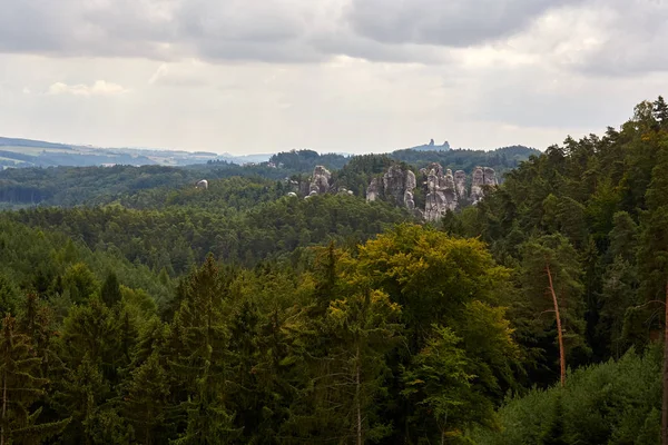 Vista Del Paisaje Desde Castillo Gótico Valdstejn Área Protegida Bohemian — Foto de Stock