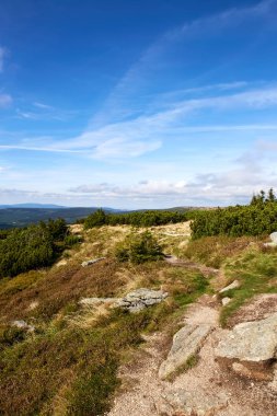 Milli Parkı Krkonose Rokytnice nad yakınındaki dağlarda görünümünden Jizerou. Park Bohemia Hradec Kralove ve Liberec bölgelerde kuzeydoğusunda yer almaktadır. Çek Cumhuriyeti. Orta Avrupa.