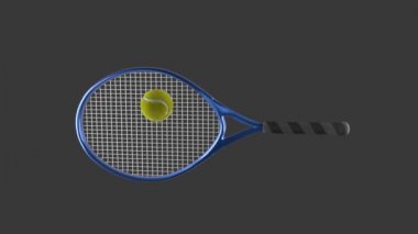 Tenis topu raket tarafından isabet tekrar. Spor öğesi boş zaman etkinliği için. 3D render