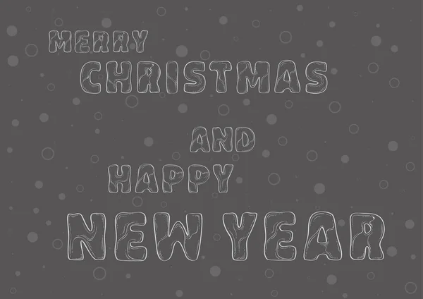 Frohe Weihnachten Und Ein Glückliches Neues Jahr Karte Skizze — Stockvektor