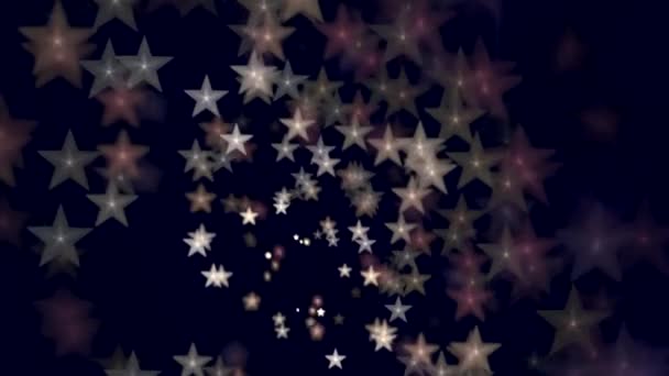 Abstrakta Sömlösa Rörelse Bakgrunden Färg Stjärnor Flyttar Mörk Bakgrund Loop — Stockvideo