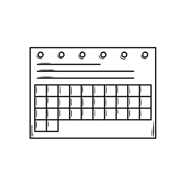 Wandkalender mit Löchern für Ringe, Skizze — Stockvektor