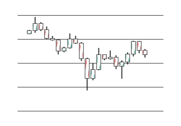 Candlestick chart in financial market — Stock Vector