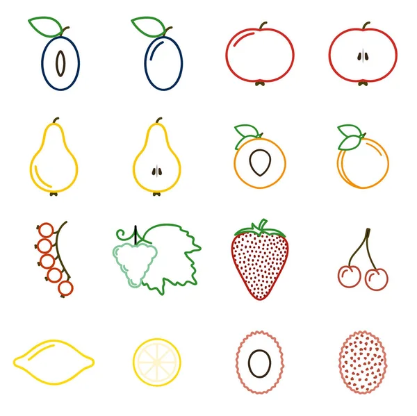 Collection of fruit icons — Stock Vector