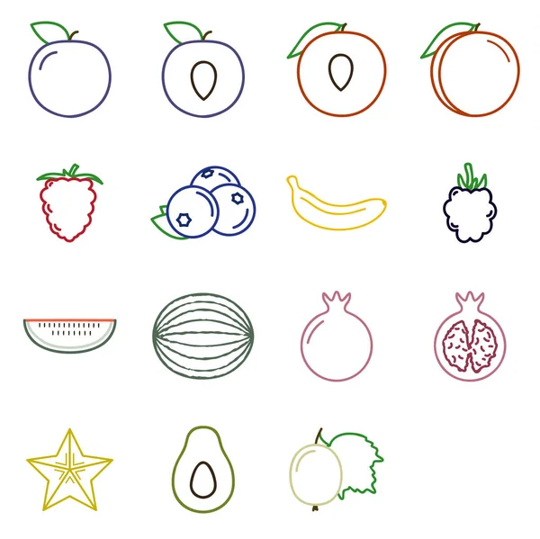 Collection of fruit icons — Stock Vector