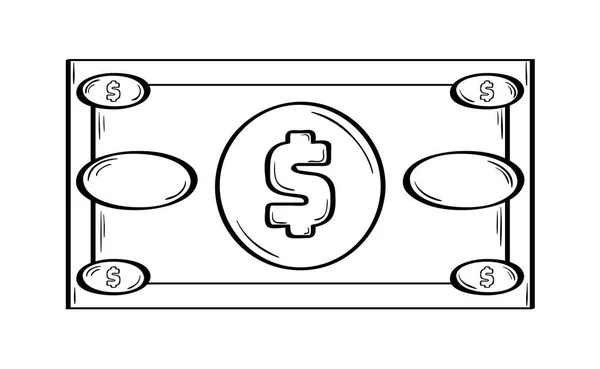 Dinheiro de papel com símbolo de dólar — Vetor de Stock
