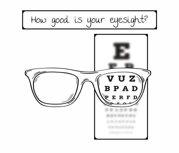 Gráfico de snellen para teste ocular - nítido e borrado —  Vetores de Stock
