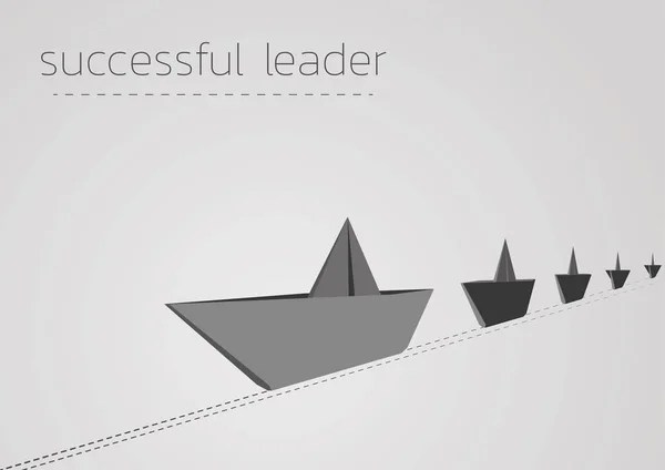 Успешный лидер с складной бумажной лодкой — стоковый вектор
