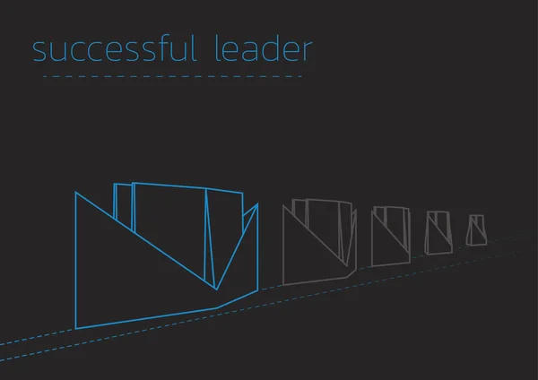 Leader réussi avec un bateau à vapeur en papier plié — Image vectorielle