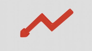 Beyaz arka planda hata sembolü olarak kırmızı aşağı doğru ok döndürme. 3d Rendering.