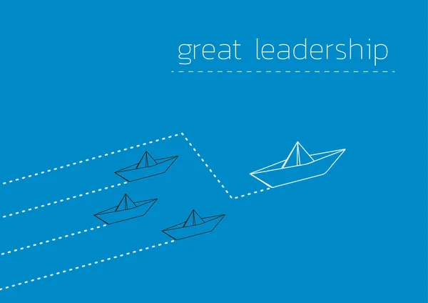 Grand leadership avec bateau en papier plié — Image vectorielle