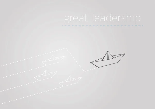 Grande liderança com barco de papel dobrado — Vetor de Stock