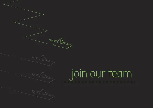 Dołącz do naszego zespołu z złożoną papierową łodzią — Wektor stockowy