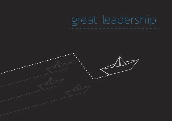 Katlanmış kağıt tekne ile büyük liderlik — Stok Vektör