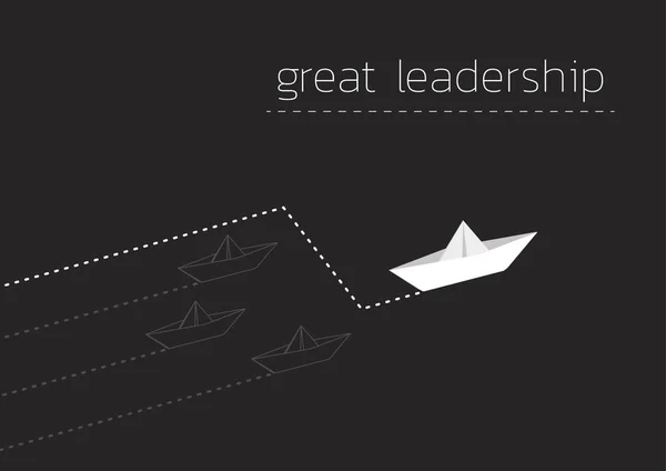 Grand leadership avec bateau en papier plié — Image vectorielle
