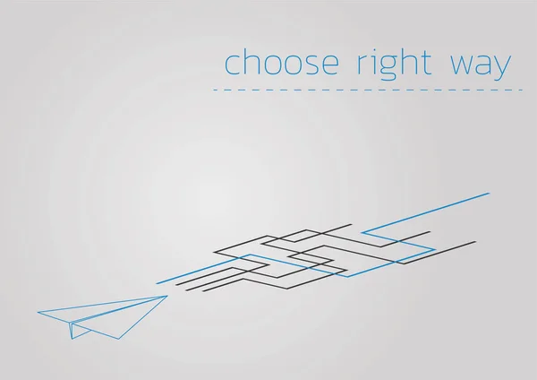 Επιλέξτε το σωστό δρόμο με ένα διπλωμένο πλοίο χαρτί — Διανυσματικό Αρχείο