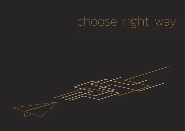 Choisir la bonne façon avec un bateau en papier plié — Image vectorielle