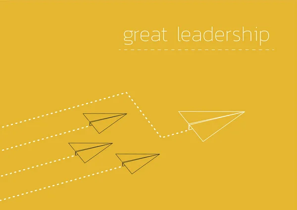 Grand leadership avec un bateau en papier plié — Image vectorielle