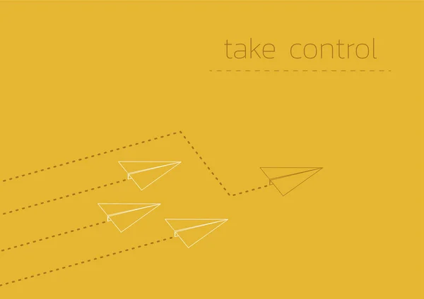 Prendre le contrôle avec un bateau en papier plié — Image vectorielle
