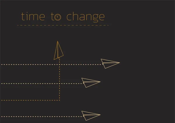 Tijd om te veranderen met een gevouwen papier boot — Stockvector