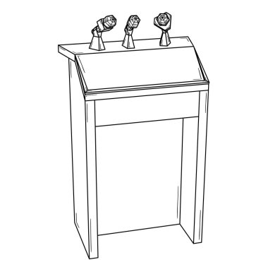 podium for political speech with microphones clipart