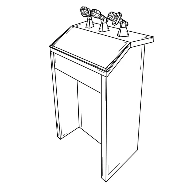 Pódium pro politickou řeč s mikrofony — Stockový vektor