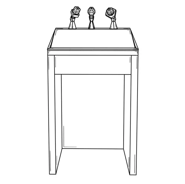 Podium pour discours politique avec microphones — Image vectorielle