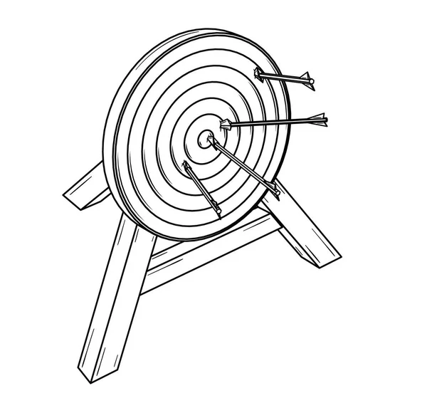 Sport cél megüt körül a központ mellett nyíl — Stock Vector